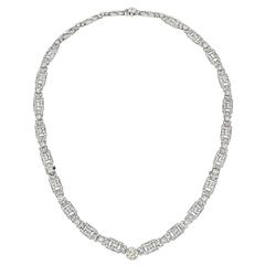 Art Deco Diamond Platinum Necklace Bracelet Set