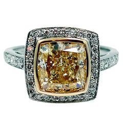 5.55 Carat Fancy Light Yellow Radiant Diamond Engagement Ring