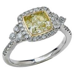 1.63 Carat GIA Cert Light Yellow Diamond Two Color Gold Ring