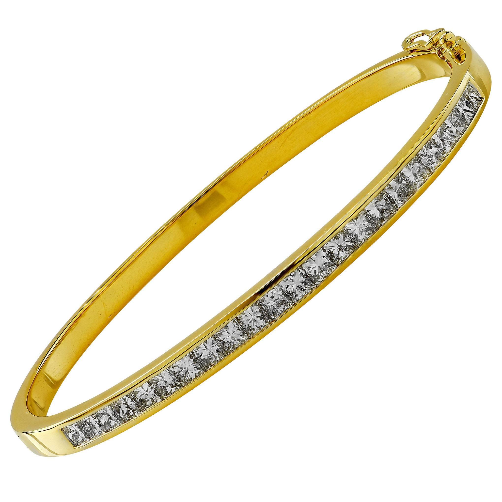 3.50 Carat Diamond Gold Bangle Bracelet