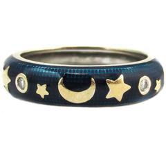 Hidalgo Blue Enamel Gold Band Ring