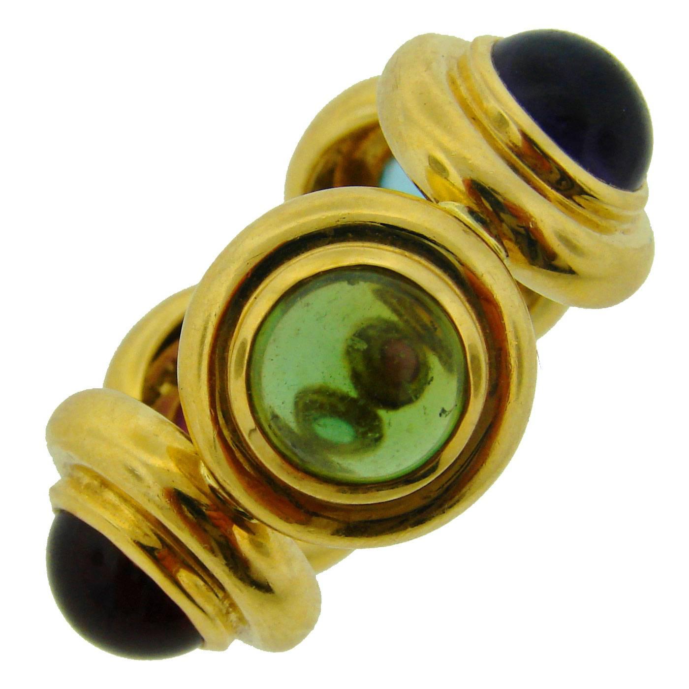 1980s Tiffany 
Co. Paloma Picasso Gem Stones Gold Band Ring