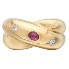 Cartier Ruby and Diamond Crossover Band Ring
