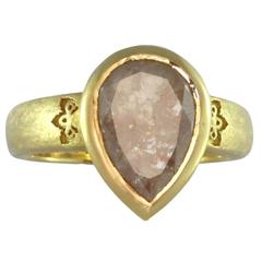One of a Kind Rose Cut Diamond Gold Statement Ring 8