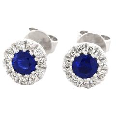 Sapphire Diamond Gold Stud Earrings