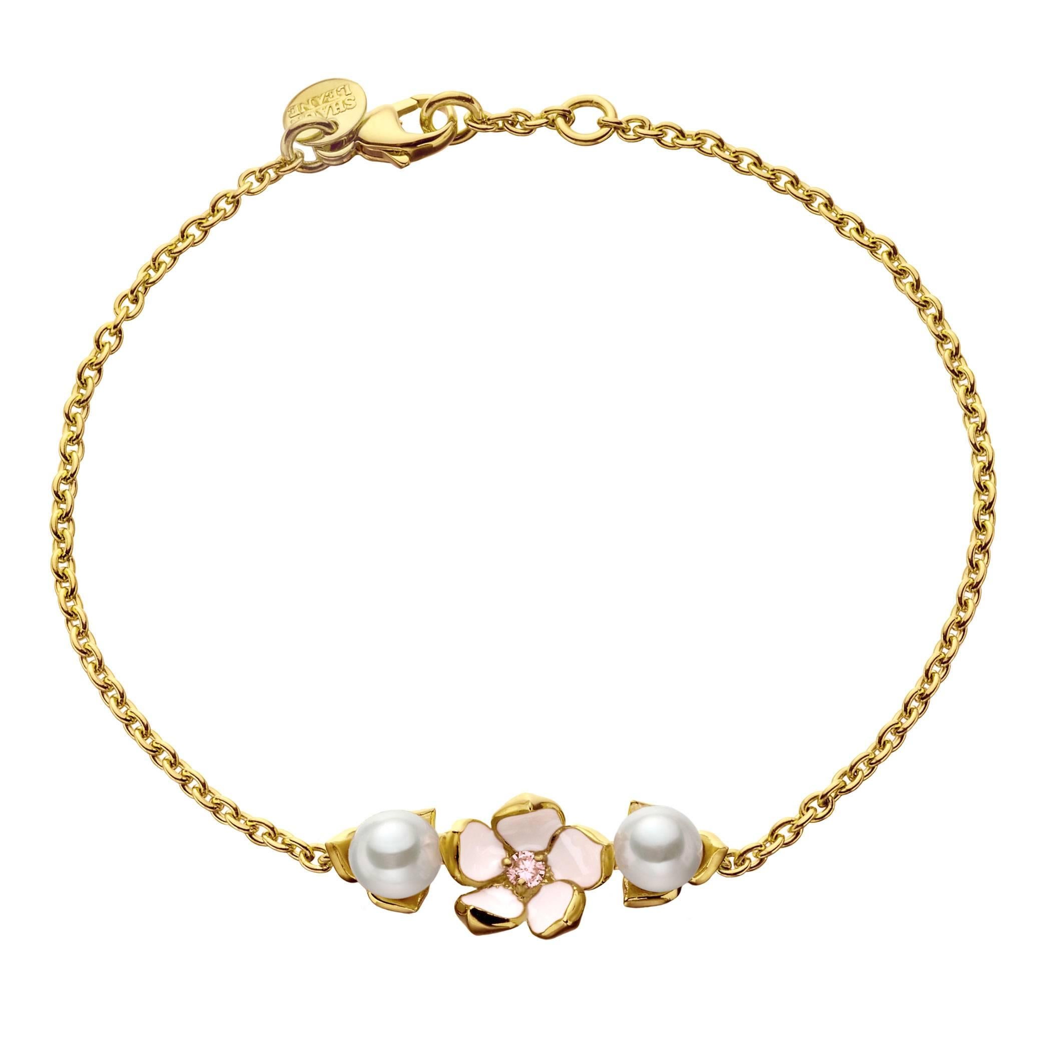 Shaun Leane Single Flower Bracelet in Yellow Gold Vermeil with Diamond and Pearl
