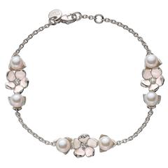 Shaun Leane Freshwater Pearl Diamond Sterling Silver Three Flower Bracelet