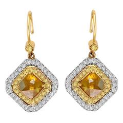 Yellow Slice Diamond Dangle Earrings in Gold