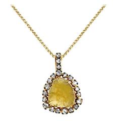 Yellow Slice Diamond Pendant in Gold