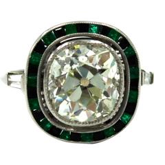 4.25 carat Cushion Cut Diamond Gemstone Platinum Ring