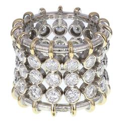 Spiked Baguette Diamond Fancy Platinum Ring For Sale at 1stdibs