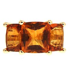 Valentin Magro Cushion Madeira Citrine Three Stone Ring 7