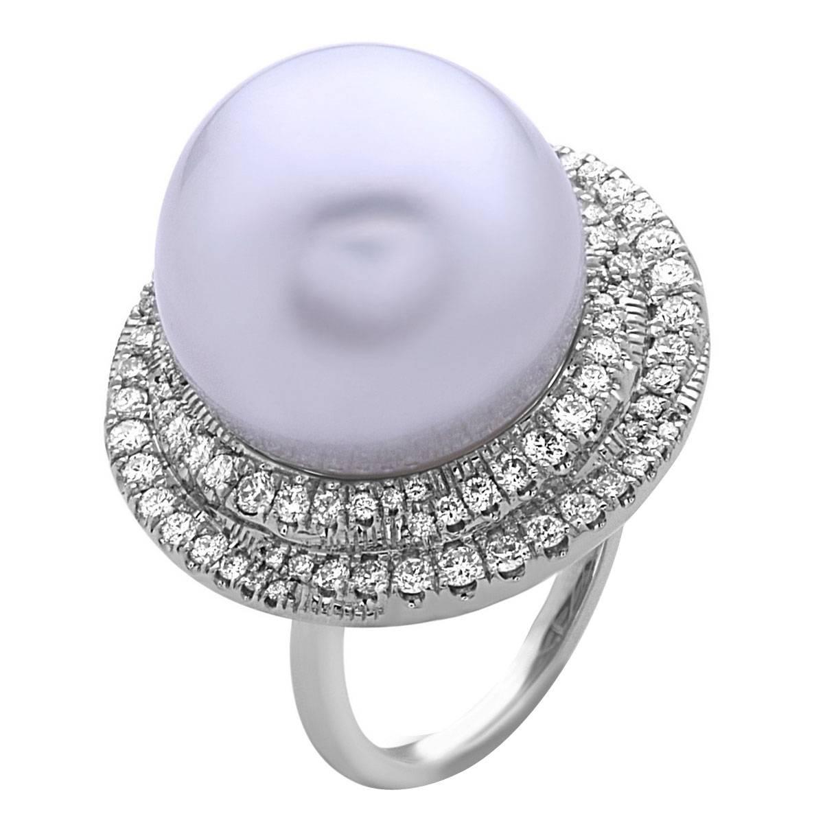 South Sea Pearl White Diamond Gold Ring