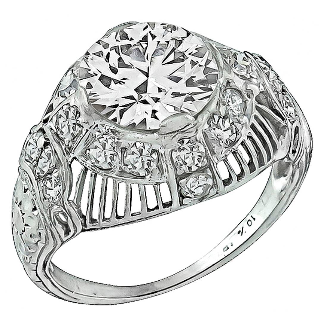 1.88 Carat GIA Cert Diamond Platinum Engagement Ring For Sale