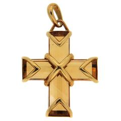 Citrine Gold Cross Pendant