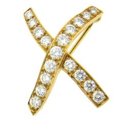 1980s Tiffany & Co. Paloma Picasso Diamond Gold X Brooch Pin