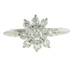 Tiffany 
Co. Diamond Platinum Flower Ring