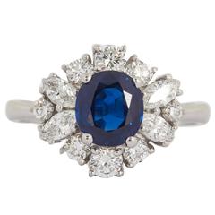 Blue Sapphire Diamond Gold Ring