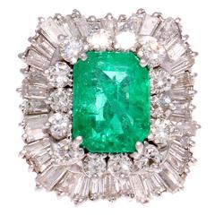 Emerald Diamond Platinum Ring