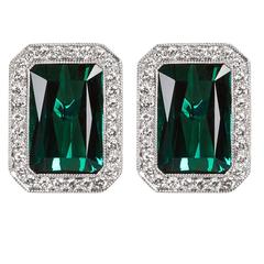 Chrome Green Tourmaline Diamond Earrings  