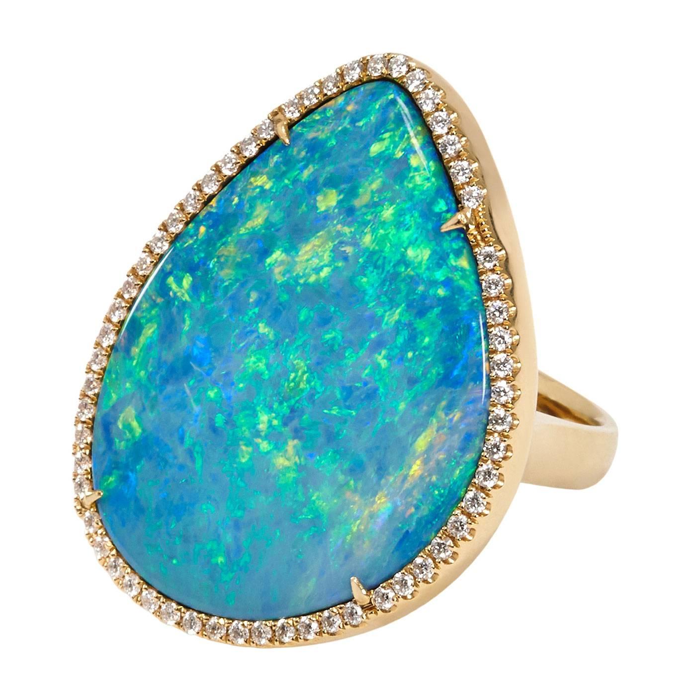 Floating Islands Collection - Opal and diamond ring For Sale