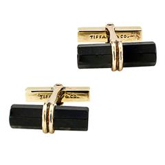 Tiffany & Co. Black Onyx Gold Cufflinks