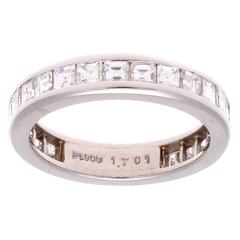 Asscher Cut Diamond Platinum Eternity Band Ring