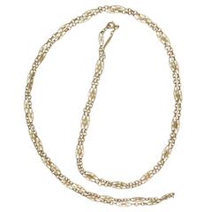 18k Yellow Gold Muff / Longuard Chain - Antique French Circa 1890