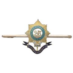 15k Yellow Gold & Enamel, Worcestershire Regiment Bar Brooch, Antique Circa 1910 5