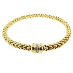 Fope Flexible Gold Bracelet with Diamond Accent