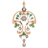 Russian Demantoid Garnet Diamond Gold Pendant