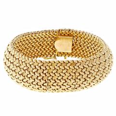 Gold Domed Bombé Design Hidden Wristwatch Bracelet