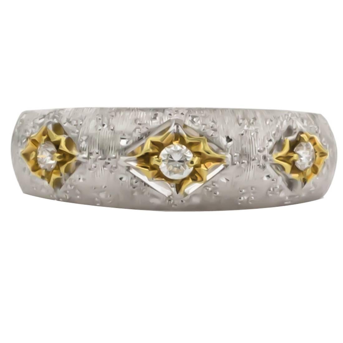 F Vergano Diamond Two Color Gold Ring For Sale