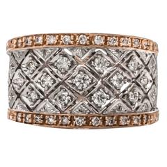 F Vergano .59 Carat Diamond Two Color Gold Ring 9