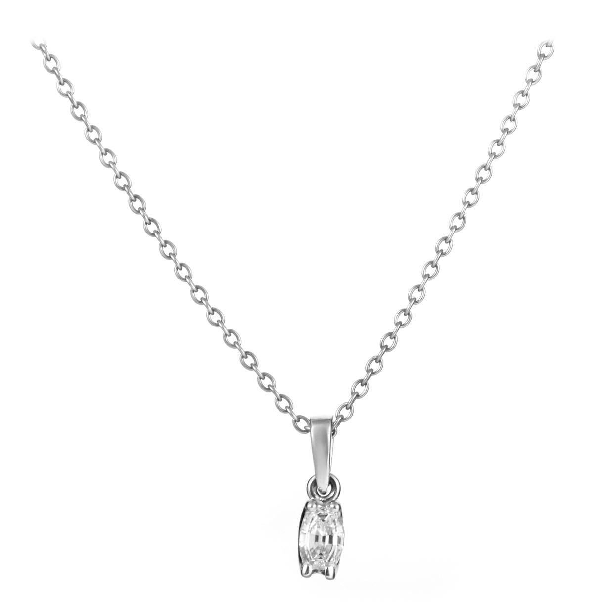 Franck Muller Diamond White Gold Solitaire Pendant Necklace