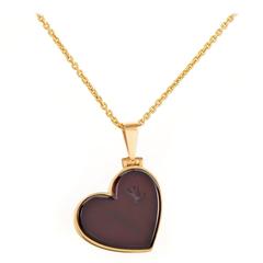 Retro Louis Vuitton Garnet Gold Heart Locket Pendant Necklace