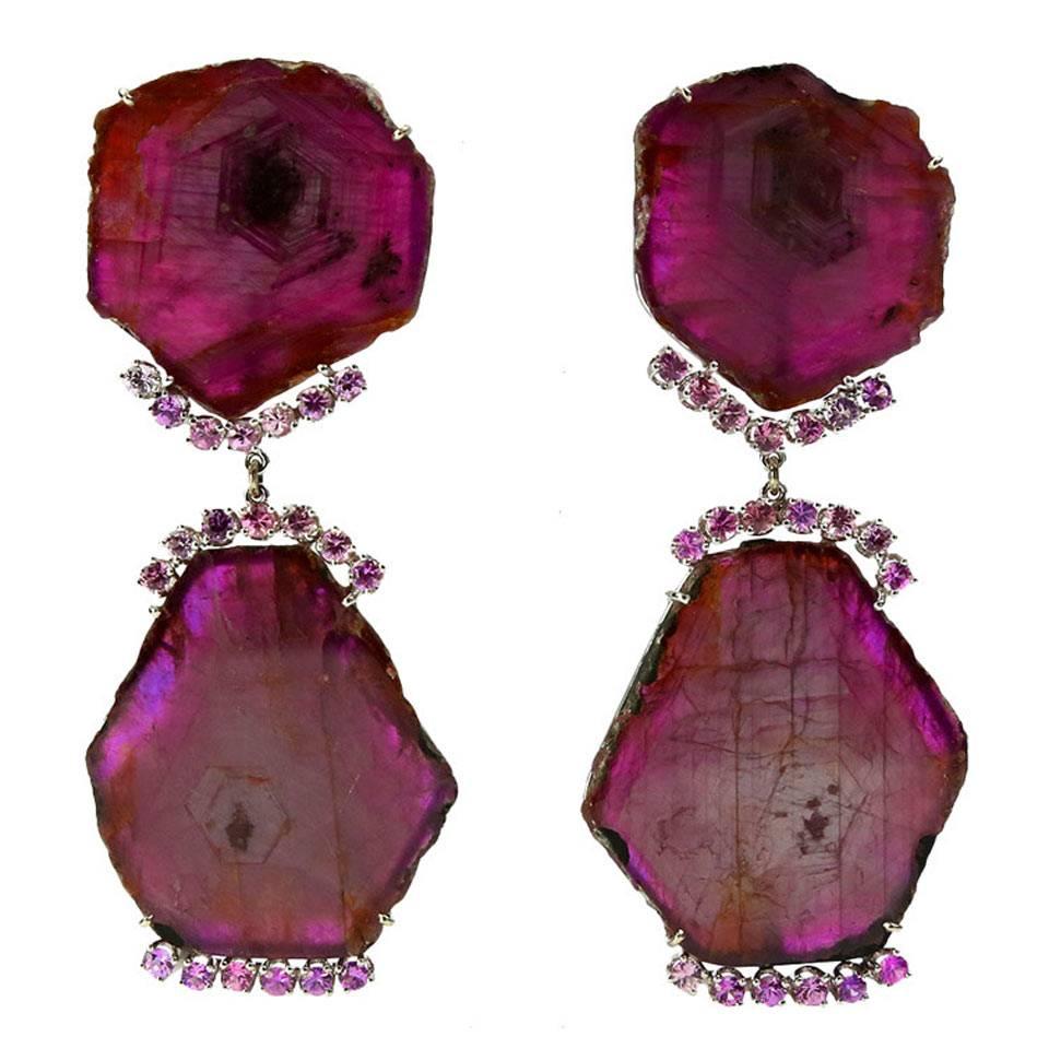 Awesome Ruby Diamond Gold Earrings