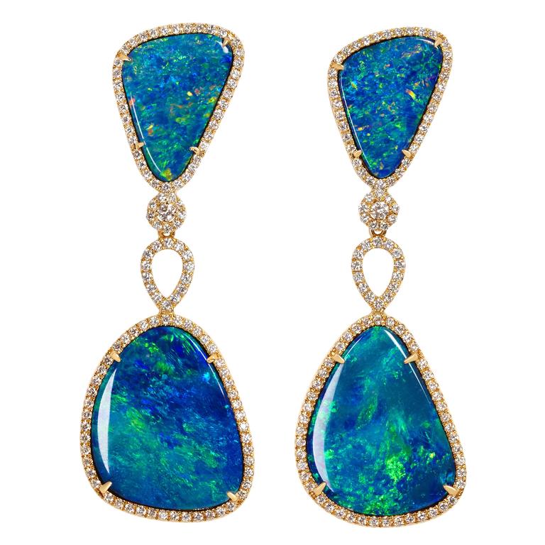 Floating Islands Collection - Opal and diamond detachable earrings For ...