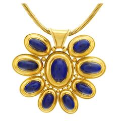 1960s Lapis Lazuli Gold Pendant