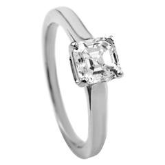 Retro Van Cleef & Arpels Asscher-Cut Diamond Platinum Solitaire Engagement Ring