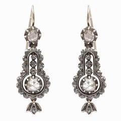 Georgian, circa 1820 Cartouche Shaped Earrings Georgian, circa 1820 Cartouche Shaped Earrings