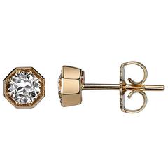 Octagonal Diamond Gold Stud Earrings 10