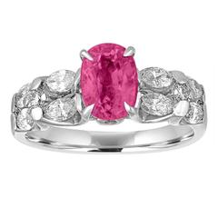 Certified 2.09 Carat Oval Pink Sapphire Diamond Ring 5