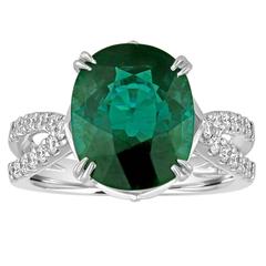 Certified 5.97 Carat Oval Tourmaline Diamond Ring 5