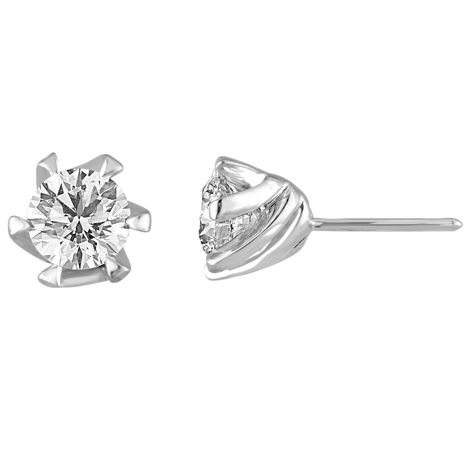 GIA Certified 2.14 Carats J VS2 Round Diamond Gold Studs