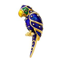 Retro Hidalgo Enamel Gold Parrot Pin