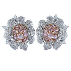 Vintage Natural Pink Diamond Clip Earrings