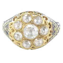 1.06 carat Rose cut Diamond and Enamel Ring 4