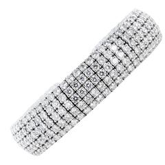 20.50 Carats Diamonds Gold Five Row Cuff Bracelet