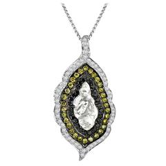 Slice Diamond and Colored Diamond Gold Pendant